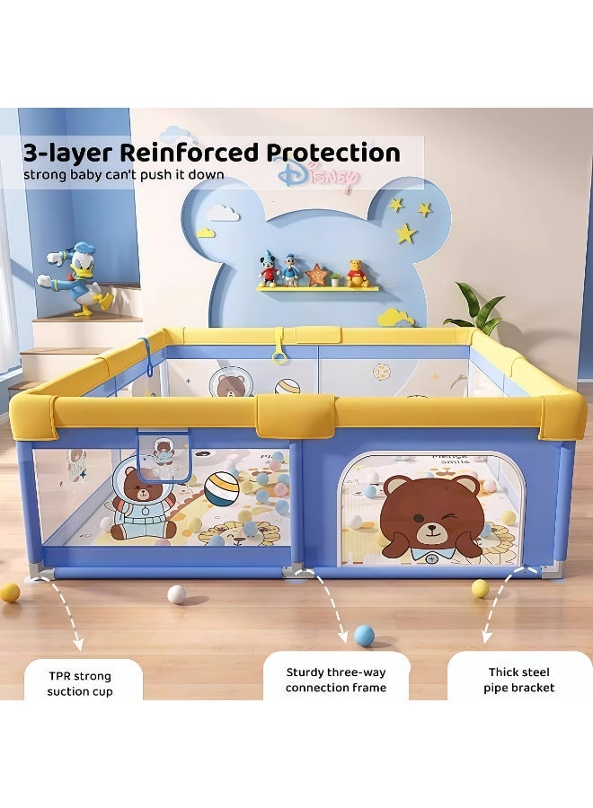 SHEIDLIN Baby Playpen Kids Activity Fence, Food-Grade Safe Play Yard with 8 Suction Cups, 65cm Height Panoramic Mesh for Toddler Indoor Play - Image 5