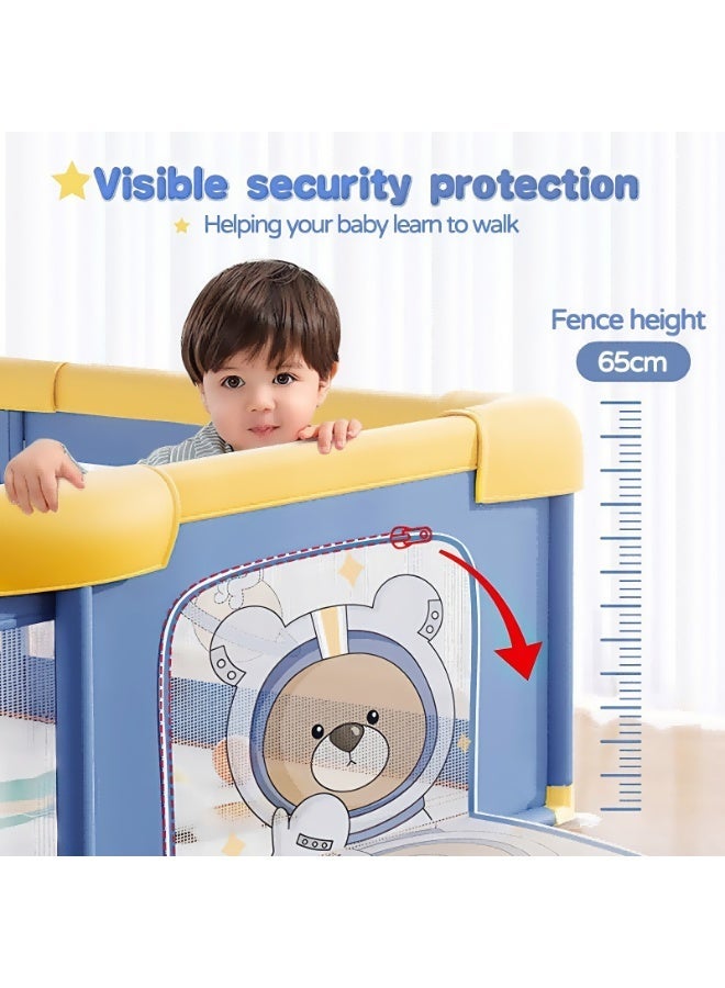 SHEIDLIN Baby Playpen Kids Activity Fence, Food-Grade Safe Play Yard with 8 Suction Cups, 65cm Height Panoramic Mesh for Toddler Indoor Play - Image 2