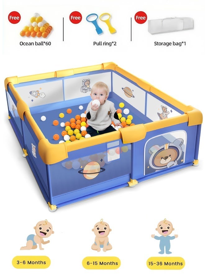 SHEIDLIN Baby Playpen Kids Activity Fence, Food-Grade Safe Play Yard with 8 Suction Cups, 65cm Height Panoramic Mesh for Toddler Indoor Play - Image 1