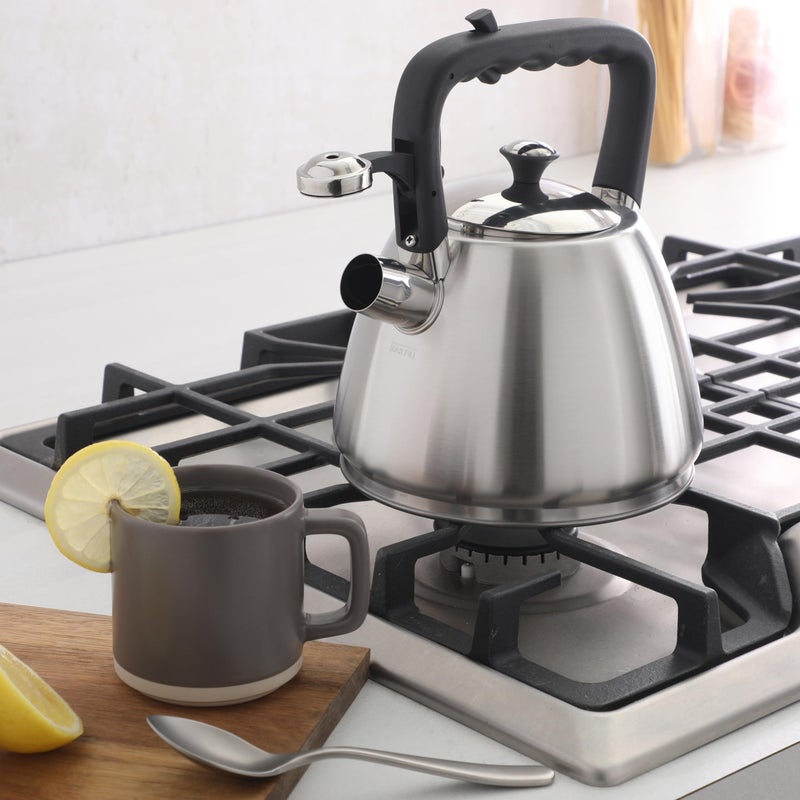 Mr. Coffee Armidale 2.5QT Whistling Tea Kettle, Large Brushed Stainless Steel Kettle for Stovetop, Durable Fast-Boil Tea Pot - Image 3
