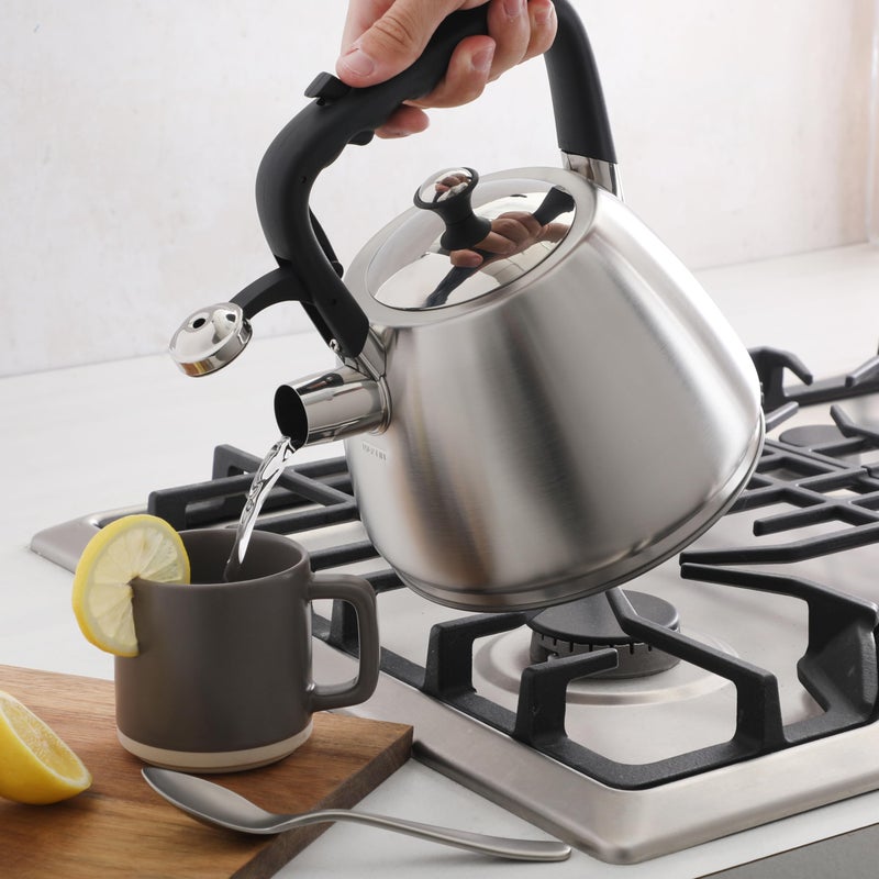 Mr. Coffee Armidale 2.5QT Whistling Tea Kettle, Large Brushed Stainless Steel Kettle for Stovetop, Durable Fast-Boil Tea Pot - Image 2