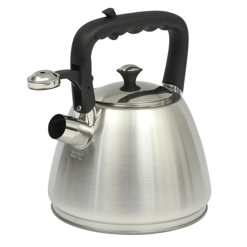 Mr. Coffee Armidale 2.5QT Whistling Tea Kettle, Large Brushed Stainless Steel Kettle for Stovetop, Durable Fast-Boil Tea Pot - Image 1