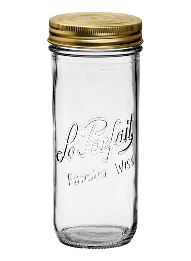 Le Parfait Familia Wiss Terrine Wide Mouth French Glass Container w/Airtight 2-Piece System Gold Lids | Ideal for Canning, Food Storage, Meal Prep, Cake Jar & DIY Crafts | 32oz Quart (Single Jar) 1L - Image 1