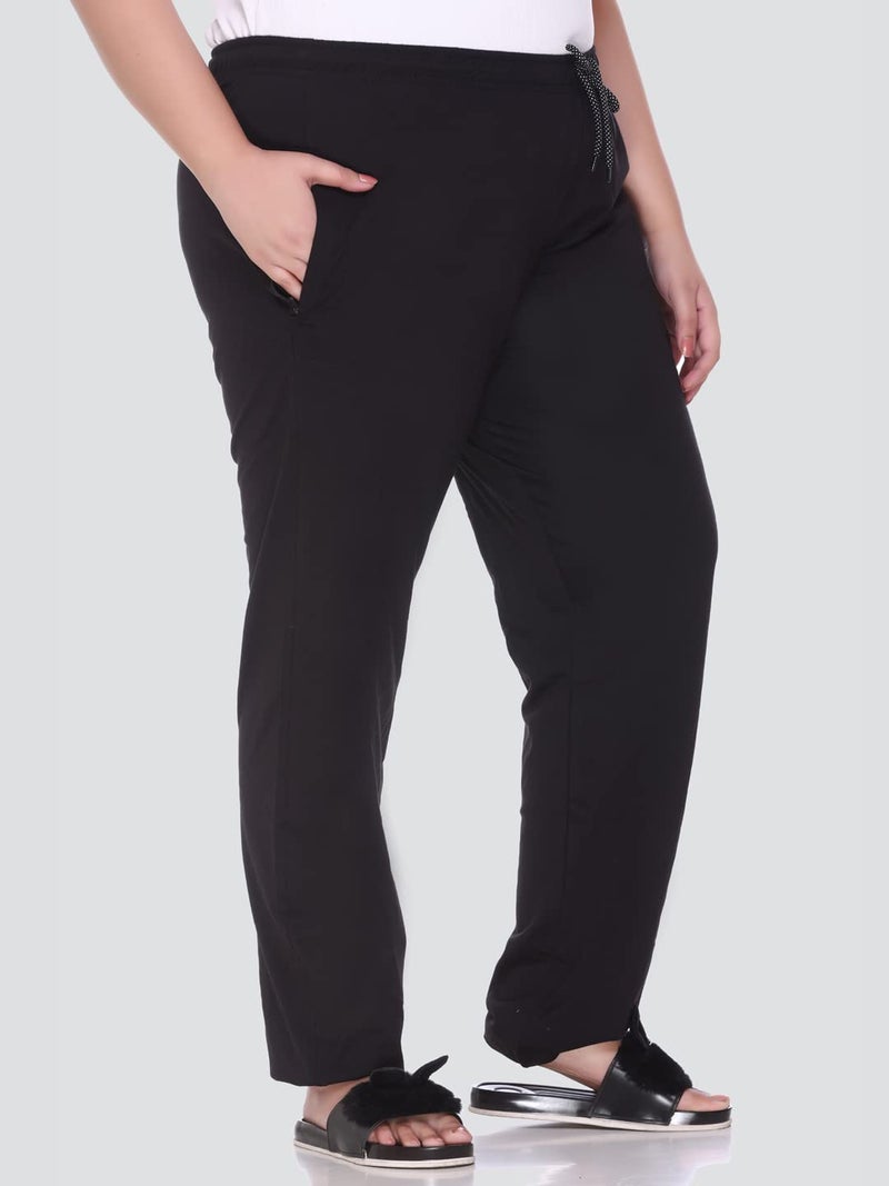 CUPID Woman's Regular Fit Cotton Track Pants, Lower, Sports Trouser,Night Pants, Joggers for Lounge n Gym Wear for Ladies Black - Image 4