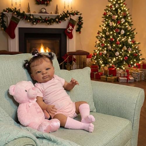 Zero Pam Black Reborn Baby Dolls Girls 20 Inch Realistic Baby Doll African American Reborn Babies Realistic Newborn Doll with Brown Skin Lifelike Dolls for Girl Boy Toys - Image 1