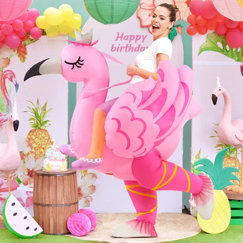 KOOY Inflatable Flamingo Costume Adult, Inflatable Costumes Women Men, Pink Flamingo Funny Suit Blow Up Costume for Adults, Party Halloween Costumes - Image 2