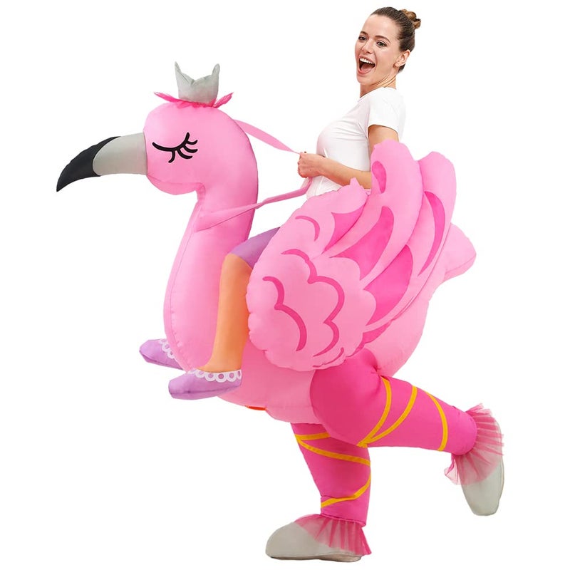 KOOY Inflatable Flamingo Costume Adult, Inflatable Costumes Women Men, Pink Flamingo Funny Suit Blow Up Costume for Adults, Party Halloween Costumes - Image 1