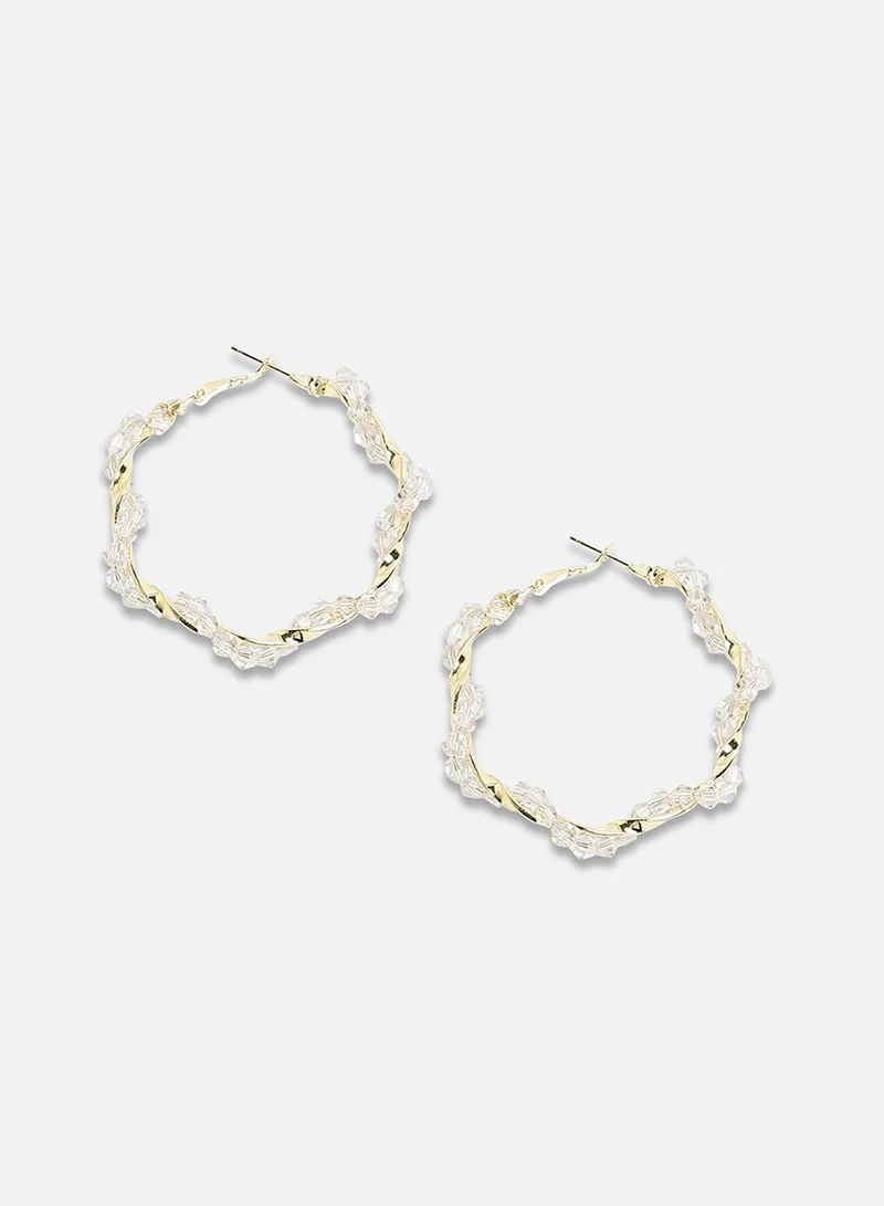 SOHI Beaded Twist Artificial Hoop Earring Jewellery
