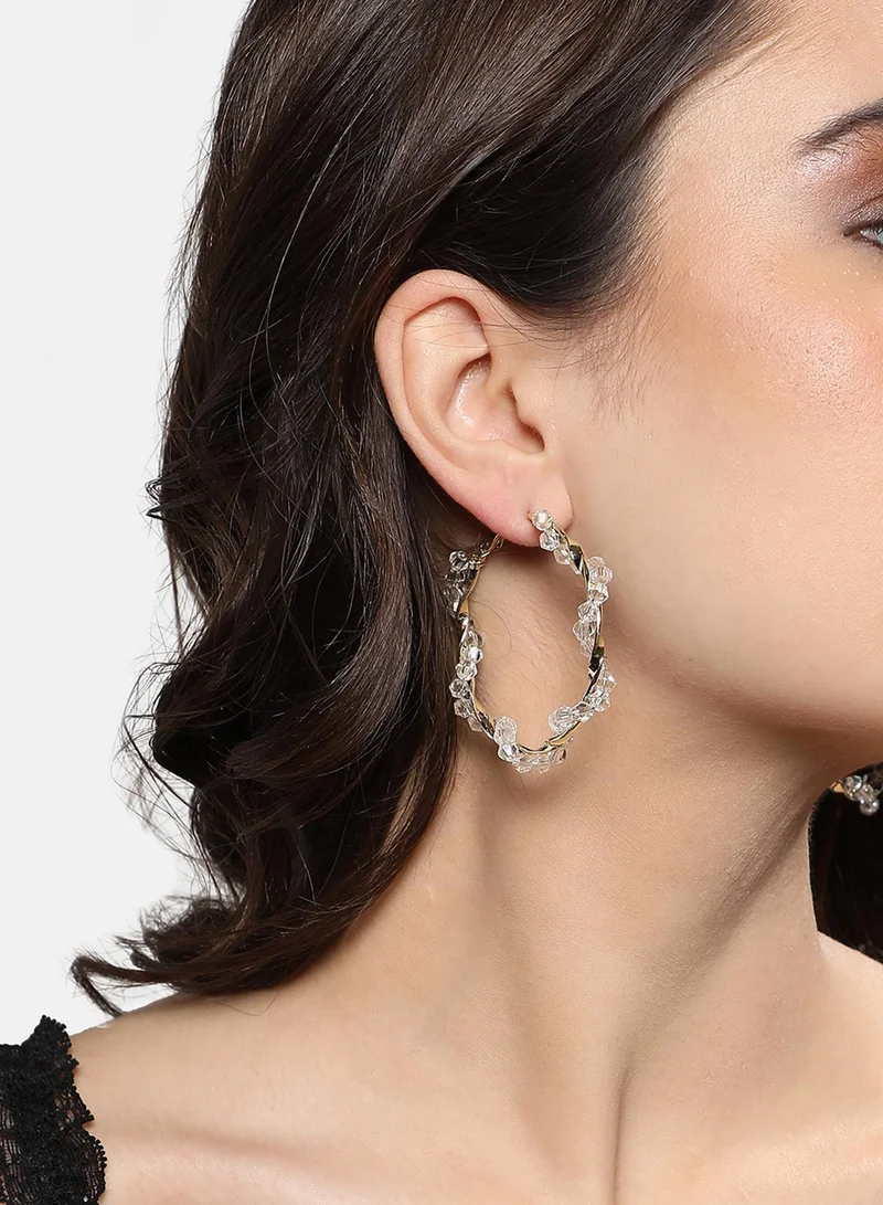 SOHI Beaded Twist Artificial Hoop Earring Jewellery