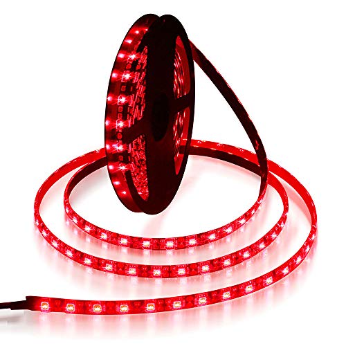 ALITOVE 16.4ft 5050 SMD Red LED Flexible Strip Ribbon Light 5M 300 LEDs Waterproof IP65 DC 12V for Home Garden Commercial Area Lighting, Without Power Supply - Image 1