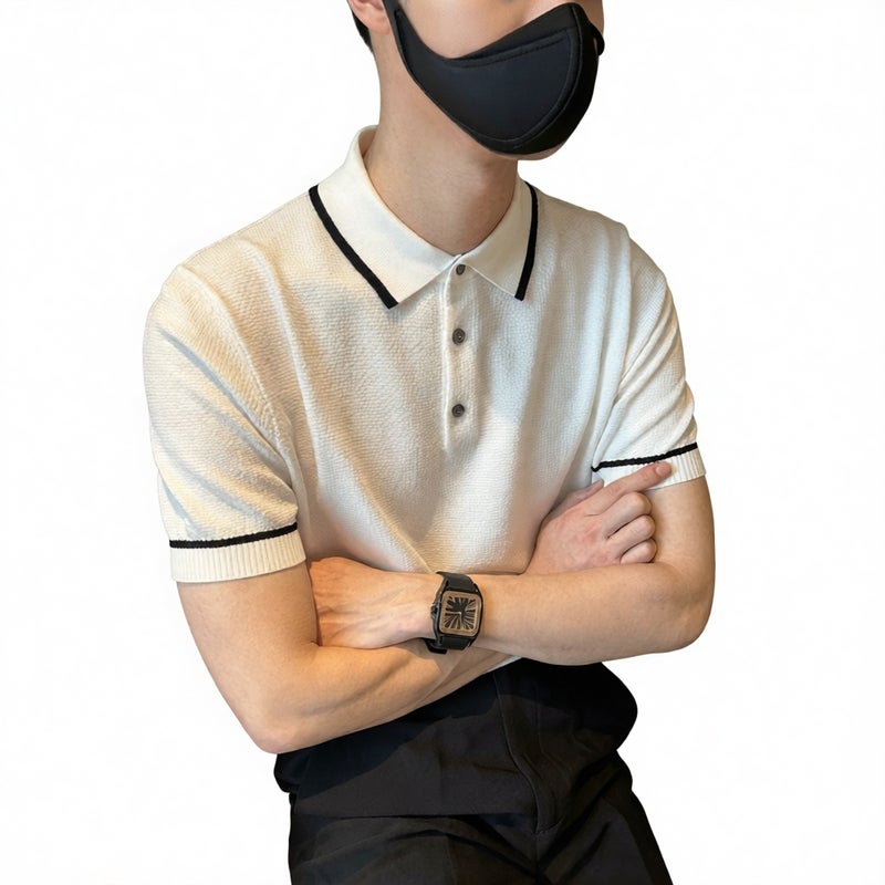 Men's Lightweight Knitted Polo Shirt Short Sleeve Casual Top - Image 3