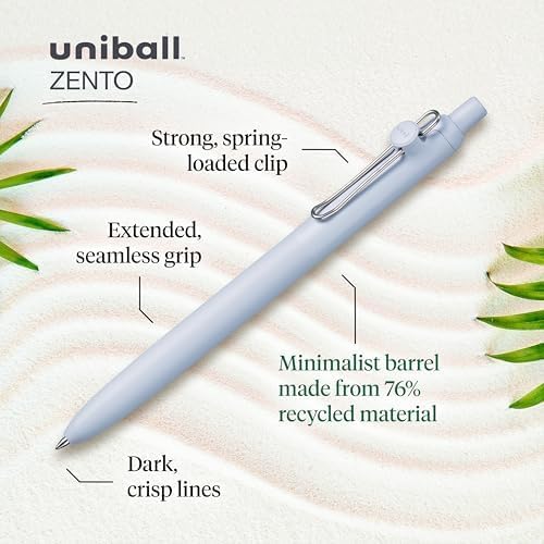 يوني بول Uni-ball Zento Liquid Ink Rollerball Pens - Lavender Barrel, Blue Ink - Image 4