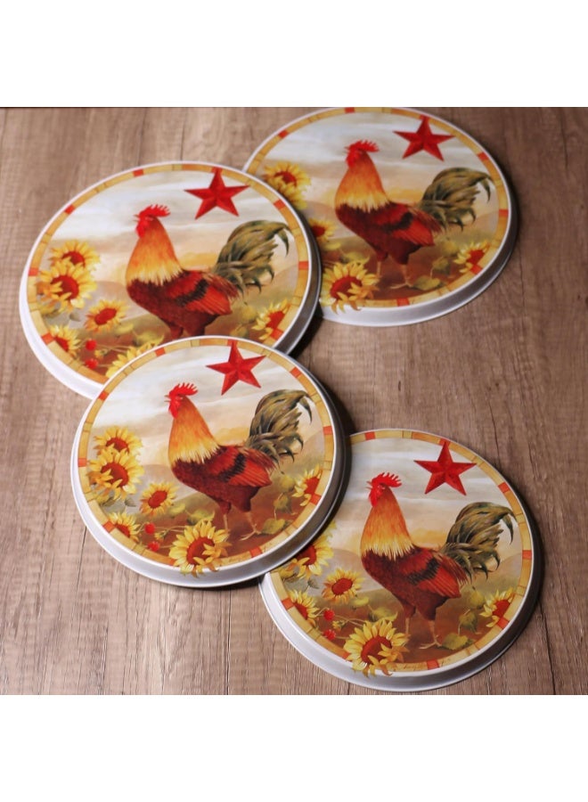 Reston Lloyd, Burner Covers For Electric Stovetop, Decorative Lightweight Tin Covers, Set of 4 (2-8 inch & 2-10 inch), Conceals Messy Drip Pans, Rooster - Image 4