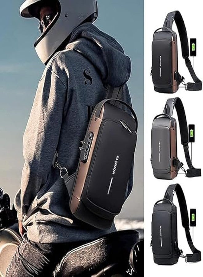 Aisbugur Anti-Theft Sling Backpack USB Charging Port Water-Resistant Crossbody Bag for Travel Hiking Cycling Everyday Commuter - Image 4