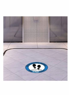 Y&D 5 Pcs Stand Here Safety Floor Signs Please Maintain a distance of 6 feet Social Distancing Zone Self Adhesive Sign Warning Tape Footprint Decals (Blue)  - Image 4
