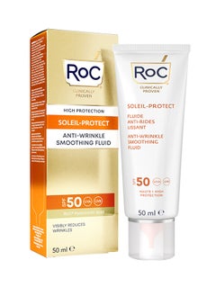 RoC Soleil-Protect Anti-Wrinkle Smoothing Fluid Spf50+ 50Ml  - Image 1