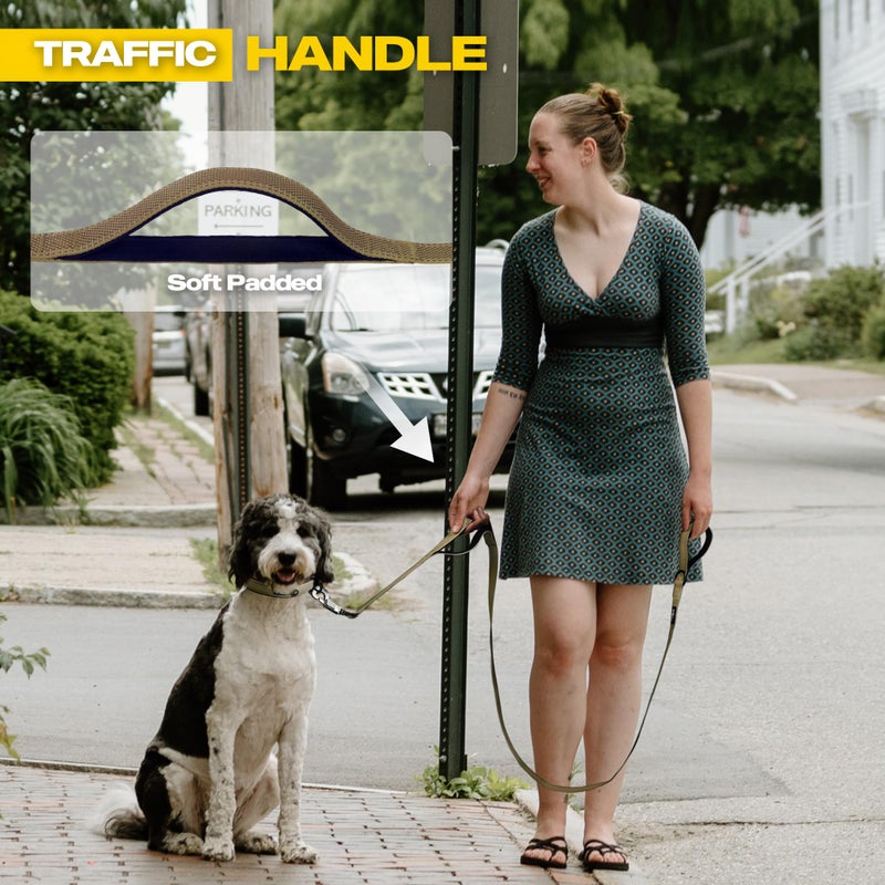 Fida 6 FT Heavy Duty Dog Leash with 2 Comfortable Padded Handles, Traffic Handle & Advanced Easy Snap Hook, Reflective Walking Lead for Large, Medium & Small Breed Dogs, Brown - Image 5