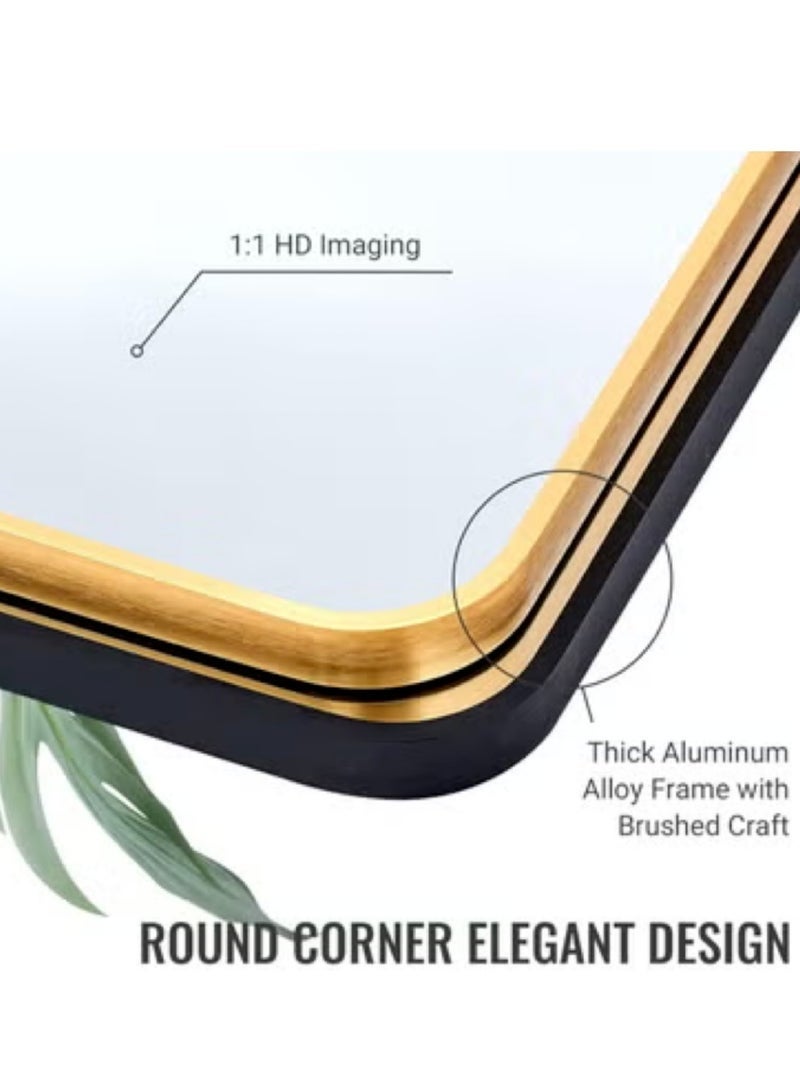 Wall Mounted Bathroom Mirror, 60 * 90cm Rectangular Makeup Mirror with Aluminum Alloy Frame, Can be Hung Vertically Or Horizontally, Stylish and Durable Home Decoration Mirror (Rounded Corner, LHJ-60*90) - Image 4