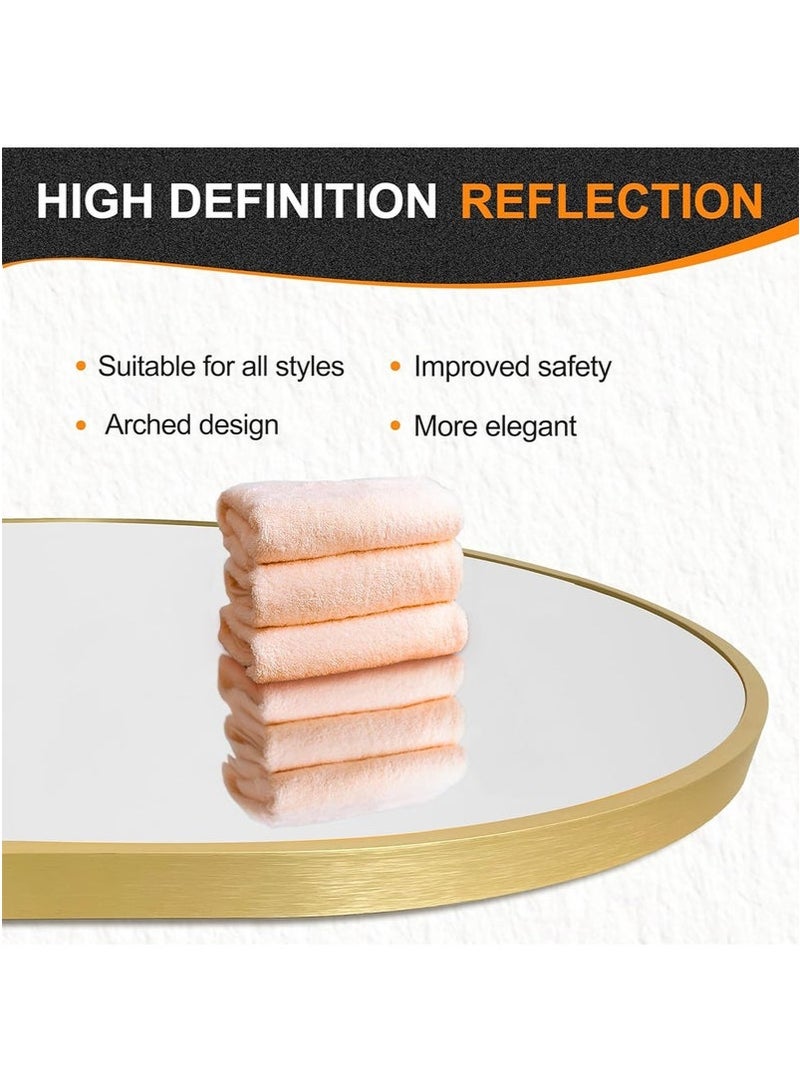 Wall Mounted Bathroom Mirror, 60 * 90cm Rectangular Makeup Mirror with Aluminum Alloy Frame, Can be Hung Vertically Or Horizontally, Stylish and Durable Home Decoration Mirror (Rounded Corner, LHJ-60*90) - Image 5