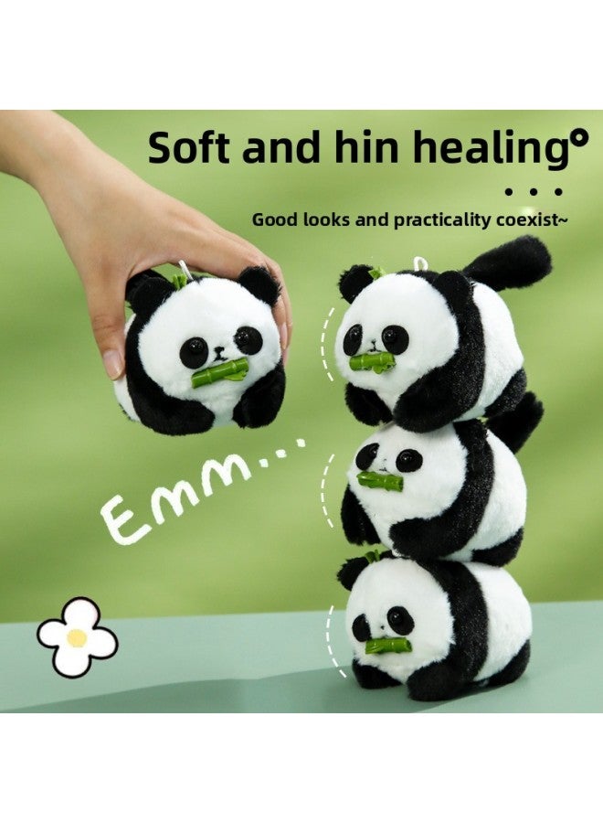 Le Jier With Keychain Bell Pull Rope Wagging Tail National Treasure Panda Doll Association Kitty Plush Toy Gift-Specifications:Little Cute Dog Yellow [with Tadpole Tie]