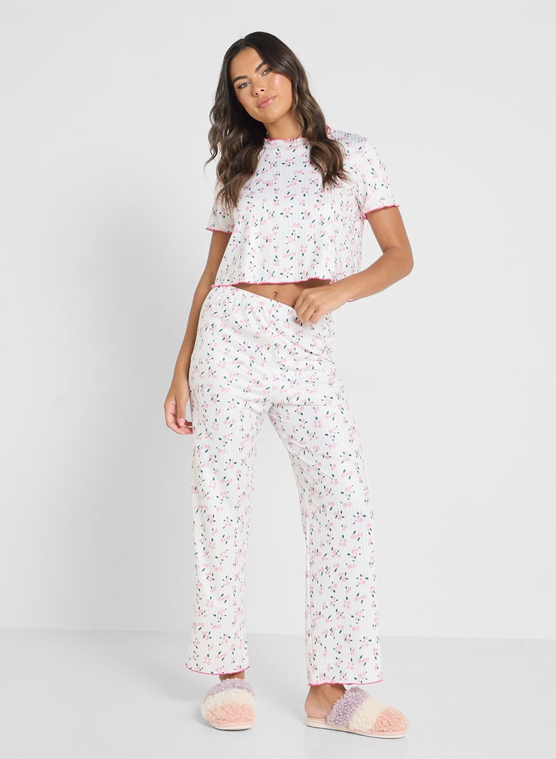 Ginger Floral Print T-Shirt & Pyjama Set  - Image 1