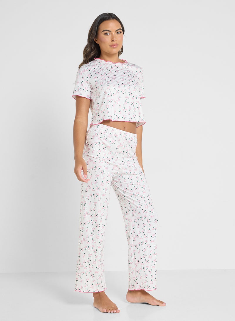 Ginger Floral Print T-Shirt & Pyjama Set  - Image 5