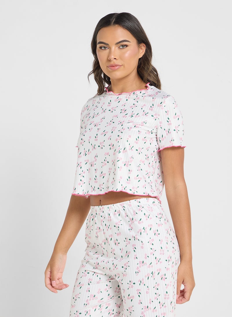 Ginger Floral Print T-Shirt & Pyjama Set  - Image 3