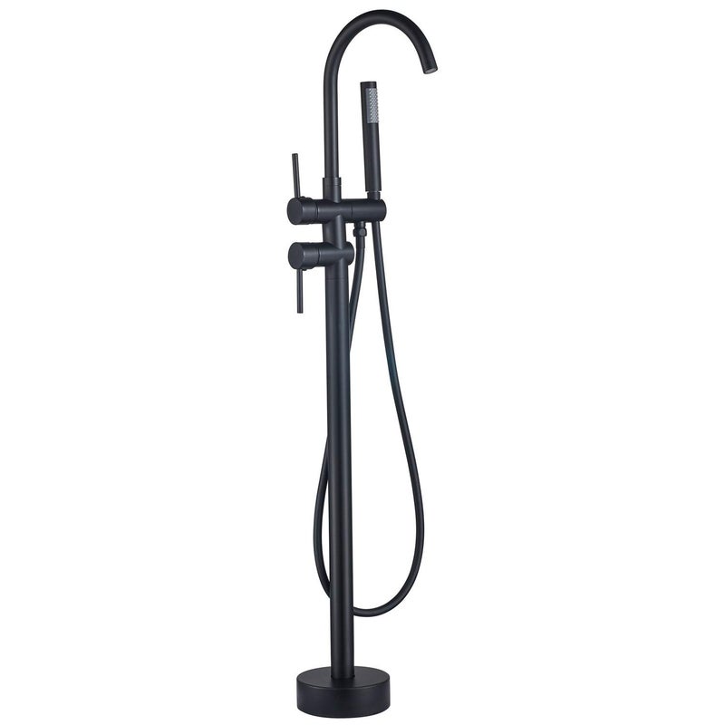SHUNLI Freestanding Tub Faucet Tub Filler Floor Mount Bathtub Faucet with Handheld Shower Matte Black Shower Faucet Free Standing Bathroom Faucets SHUNLI - Image 2