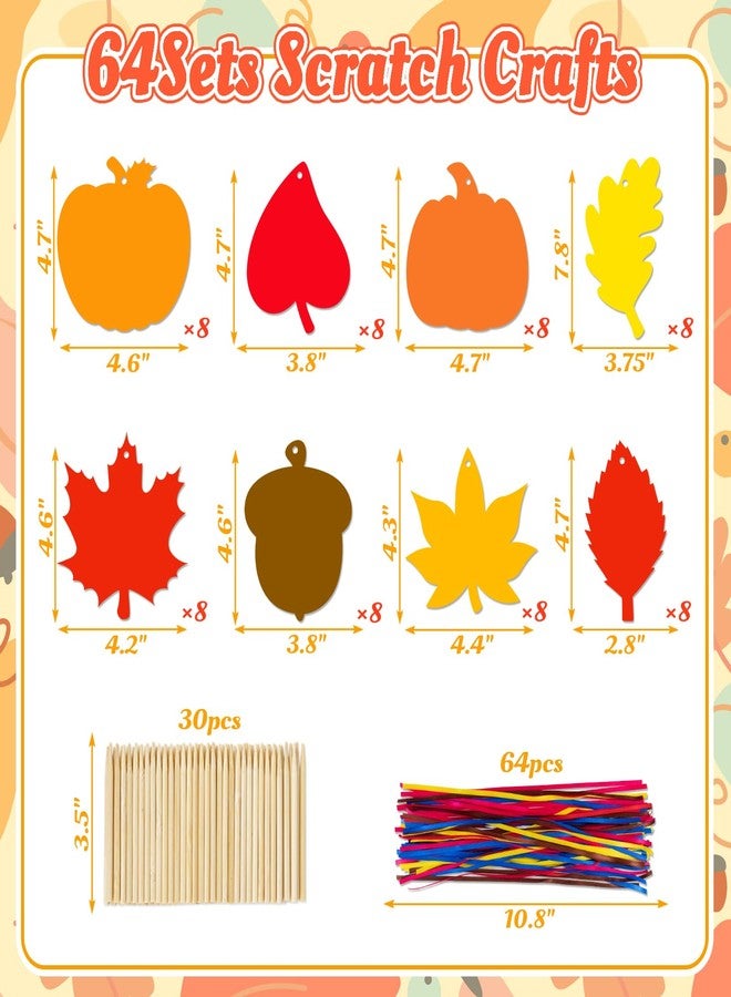 Eternity sky 64 Sets Fall Thanksgiving Crafts Colorful Scratch Art Kit - Image 3