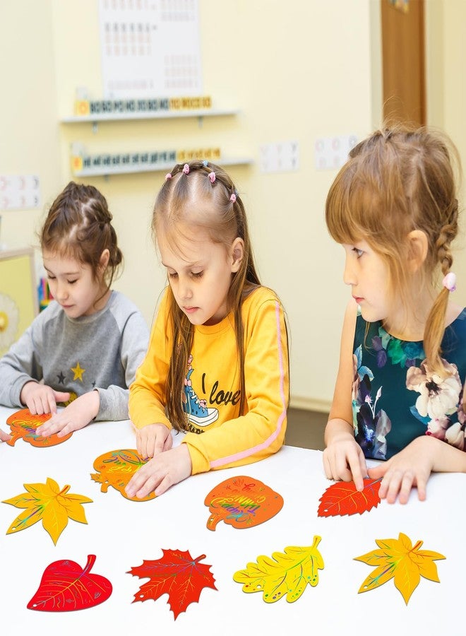 Eternity sky 64 Sets Fall Thanksgiving Crafts Colorful Scratch Art Kit - Image 4