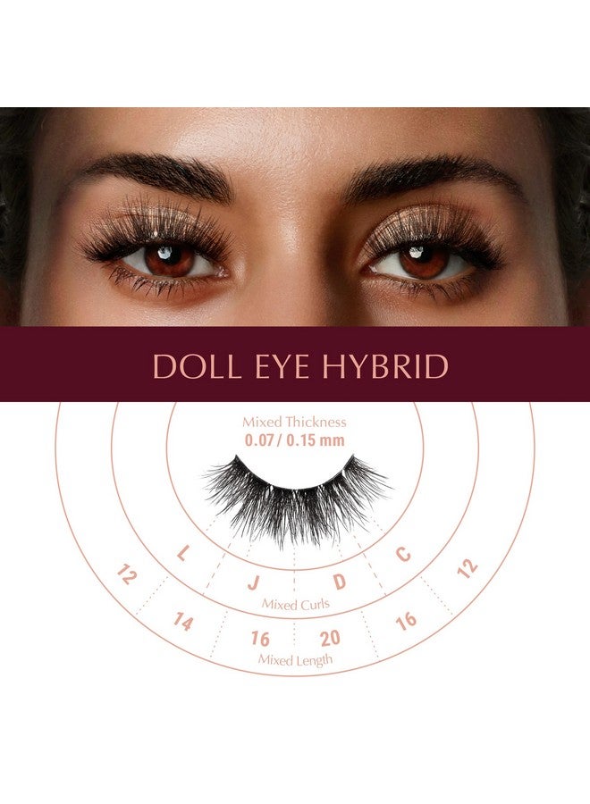 iEnvy I Envy Extension False Lashes Hybrid Salon Clear Invisible Band Strip Natural Look Mixed Volume Curl Eyelashes Wispy Fluffy Cat Eye Fake Lashes (Doll Eye) - Image 5
