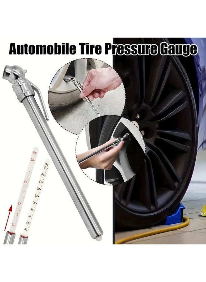 Silver Mini Digital Tire Pressure Gauge for Automobile and Motorcycle with 5 to 50 PSI Range - Image 1