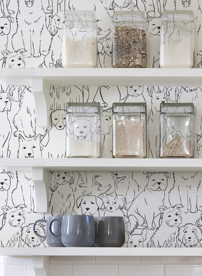NuWallpaper NUS3675 Black Paws On Peel Stick Wallpaper, White & Off-White - Image 3