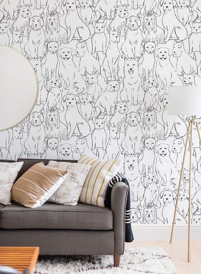 NuWallpaper NUS3675 Black Paws On Peel Stick Wallpaper, White & Off-White - Image 4