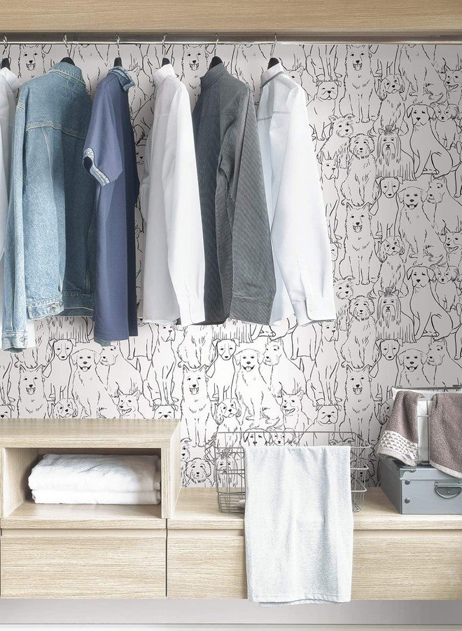 NuWallpaper NUS3675 Black Paws On Peel Stick Wallpaper, White & Off-White - Image 2