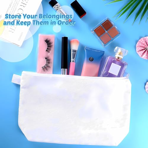 Metsi 12 Pieces Canvas Makeup Bags with Zipper | Plain Cosmetic Pouch for DIY Customization | Travel Toiletry Stationery Makeup Cosmetic Organizer for Women Girls - Plain White - Image 4