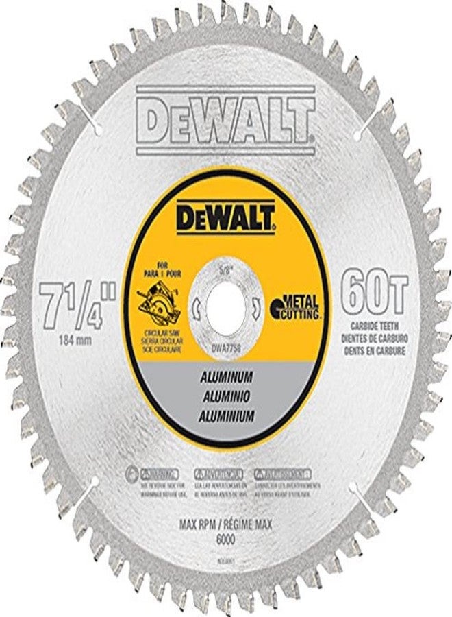 DEWALT Circular Saw Blade, 7 1/4 Inch, 60 Tooth, Aluminum Cutting (DWA7758)