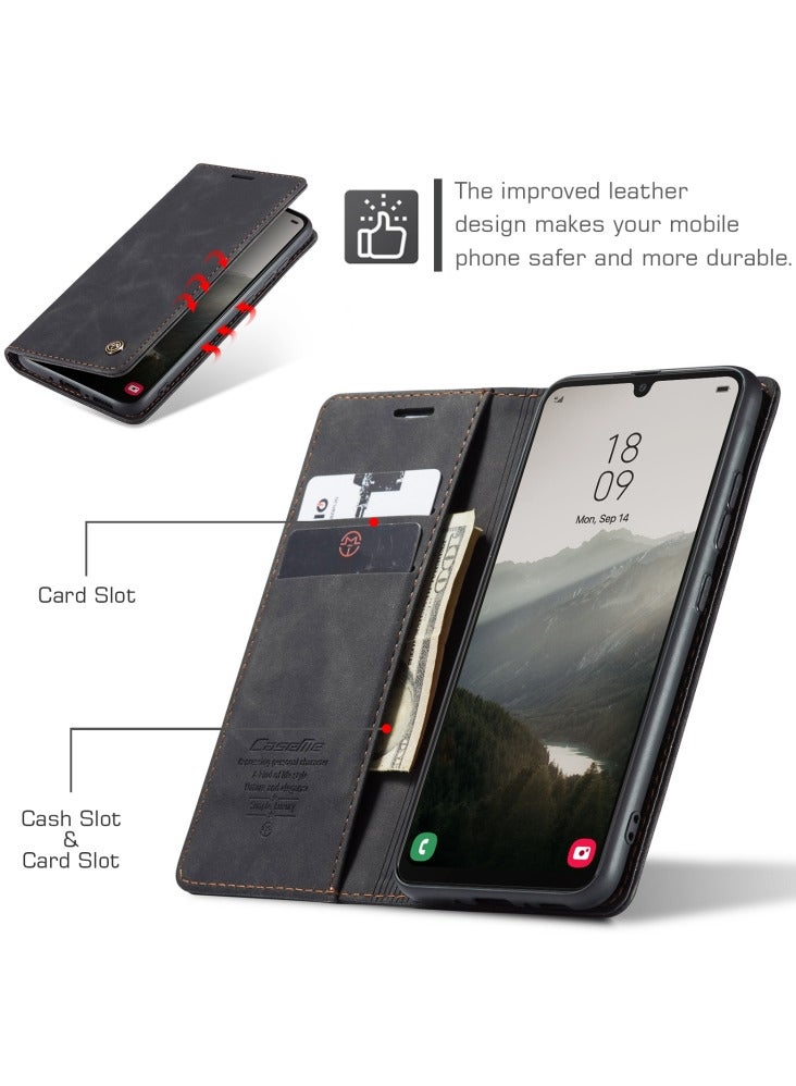 CaseMe Samsung Galaxy A34 Case Wallet, for Samsung Galaxy A34 Wallet Case Book Folding Flip Folio Case with Magnetic Kickstand Card Slots Protective Cover - Black - Image 4
