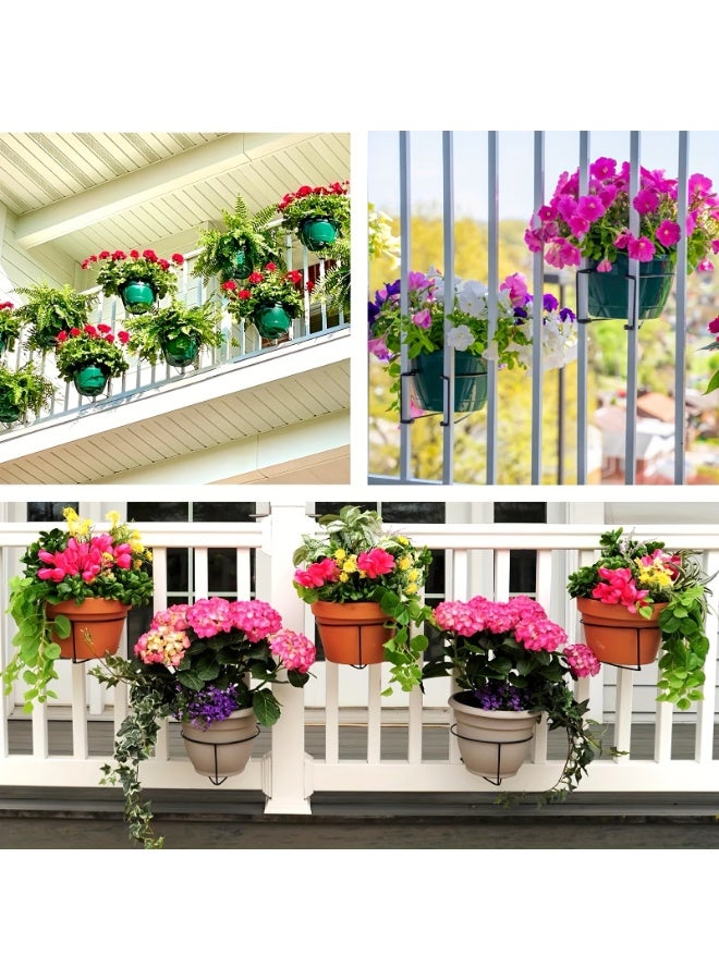 سلة معدنية معلقة 27 سم. حامل وعاء الزهور القوي وشقق النبات بقدرة 15 رطل - سلة زراعة متينة للبستنة العمودية للشرفة / الحديد. بناء معدني مقاوم للصدأ لعرضات النبات الداخلية / الخارجية - Image 2