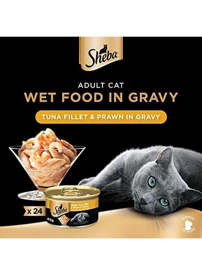 Sheba Cat Food Tuna Filets And Prawn Can Made From Natural Ingredients With Essential Vitamins Minerals This Wet Food Is Made With A Grain Free Formula Suitable For Sensitive Cats Pack Of 24X85G - Image 2