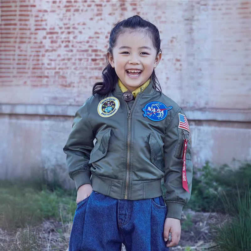 Norman Long Workwear Children'S Nasa Collaboration Pilot Unisex Baseball Jacket Short Zipper - Image 4