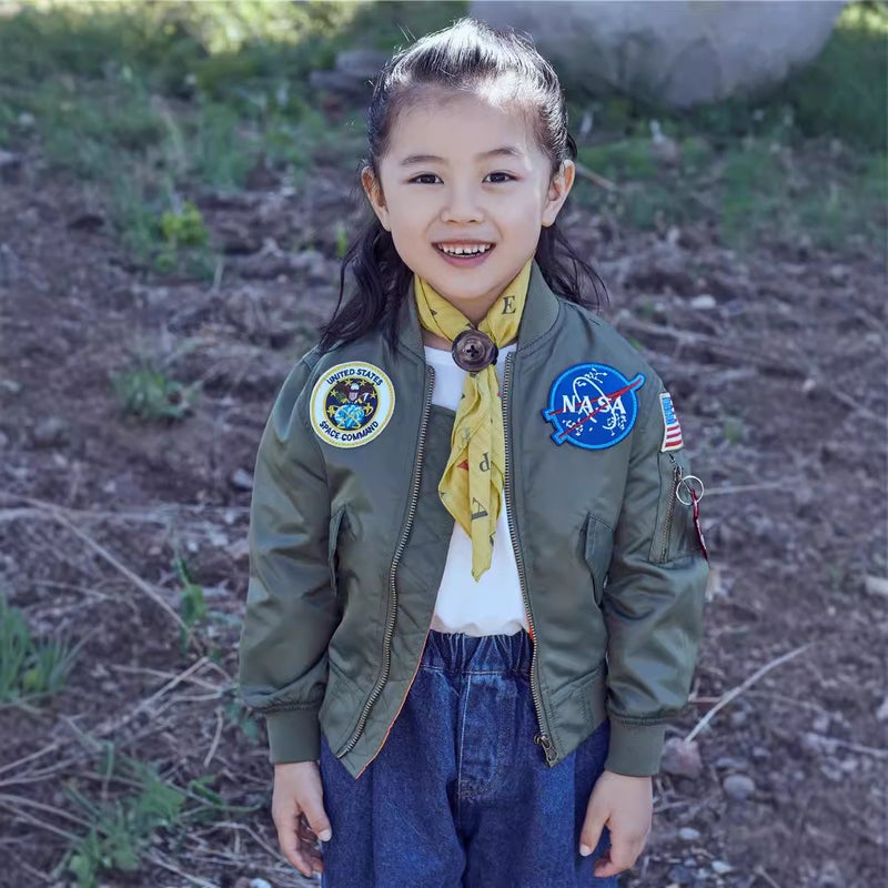 Norman Long Workwear Children'S Nasa Collaboration Pilot Unisex Baseball Jacket Short Zipper - Image 3