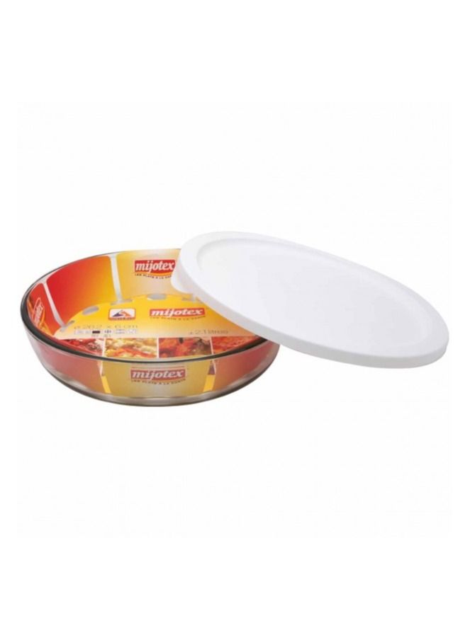 MIJOTEX Round Glass Food Container Clear/White 2.1L - Image 1