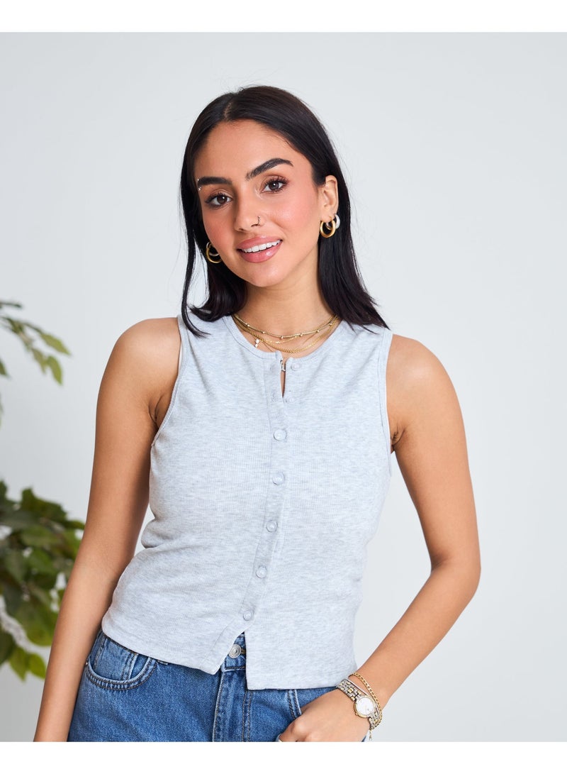 Dresscode Basic Grey Tank Top - Image 1