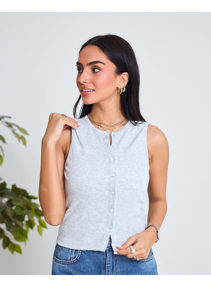 Dresscode Basic Grey Tank Top - Image 4