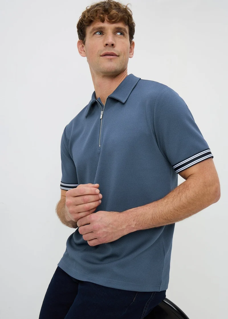 ماتلان Blue Smart Bubble Zip Polo Shirt