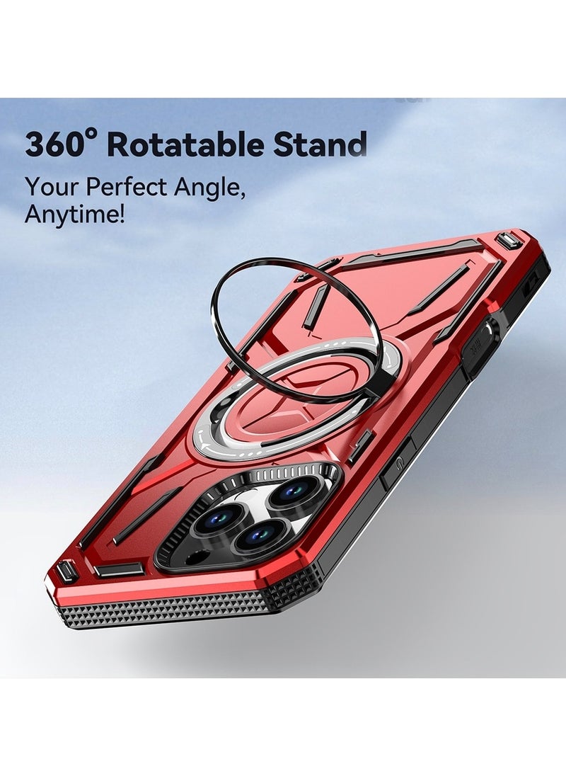 GOLDEN MASK - GOLDEN MASK For iPhone 13 Pro Max Armored II Series Mag-Safe Magnetic Holder Phone Case (Red) - Image 1