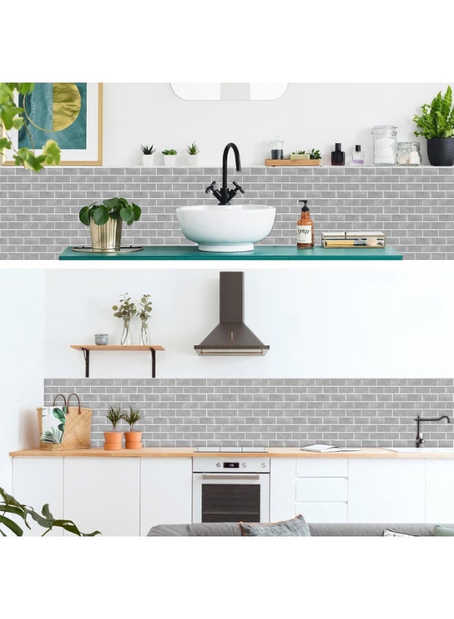 موثوقية التنبؤ ملصقات بلاط القرميد الرمادي، ملصقات حائط مقاومة للماء ذاتية اللصق، 30 × 15 سم ملصقات للمطبخ والحمام وديكور الطعام (12 قطعة) - Image 4