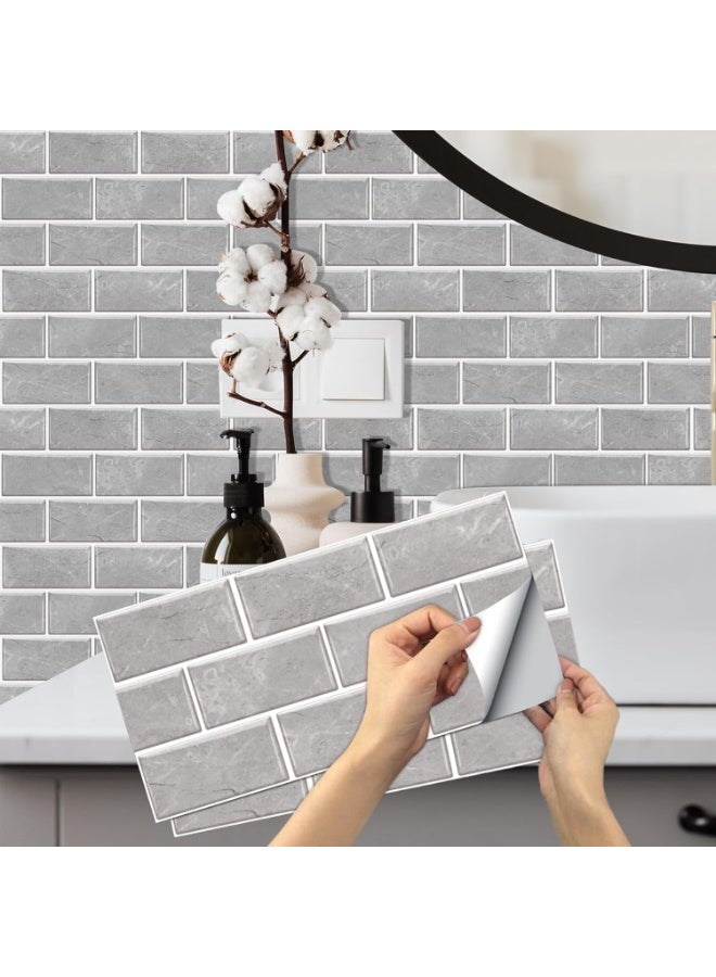 موثوقية التنبؤ ملصقات بلاط القرميد الرمادي، ملصقات حائط مقاومة للماء ذاتية اللصق، 30 × 15 سم ملصقات للمطبخ والحمام وديكور الطعام (12 قطعة) - Image 1