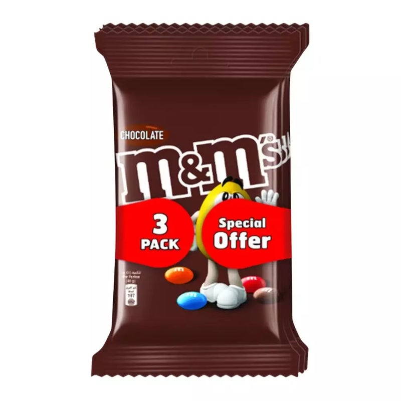 حبوب حلوى الشوكولاتة بالحليب M&M مغطاة بقشرة مقرمشة ملونة - 3X82 جرام
